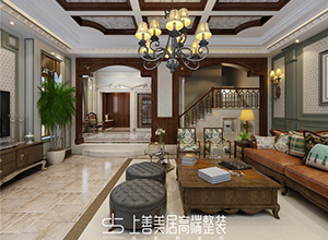 石家莊原河名墅600平米美式風(fēng)格別墅裝修效果圖