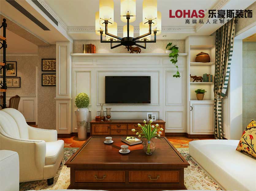 盛邦大都會兩室兩廳97平簡美風格裝修效果圖