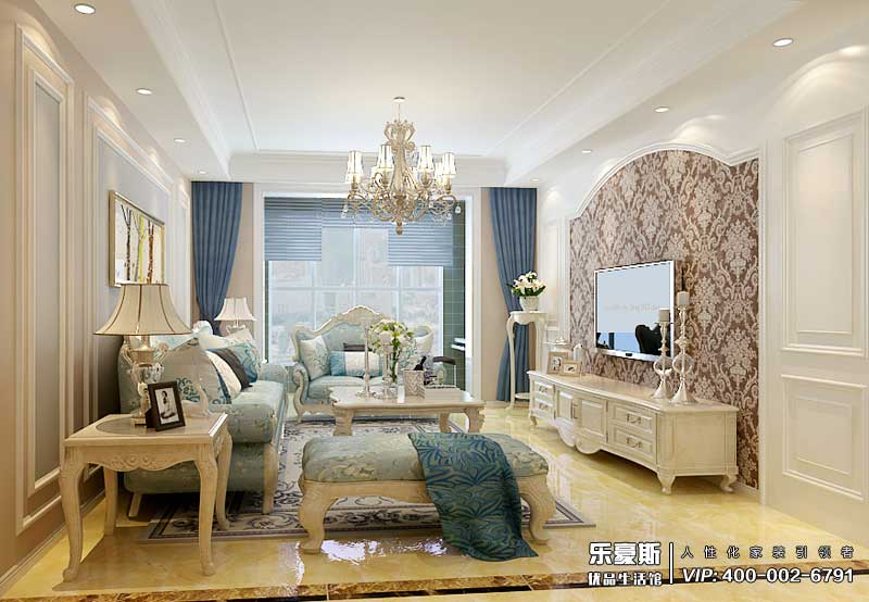 保利花園130平米簡歐風格裝修效果圖