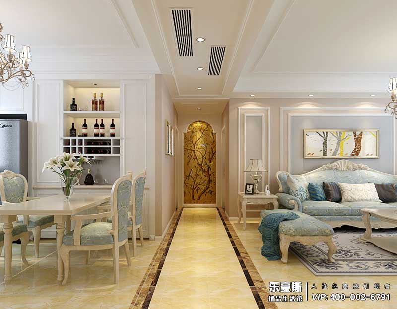 保利花園130平米簡歐風格裝修效果圖