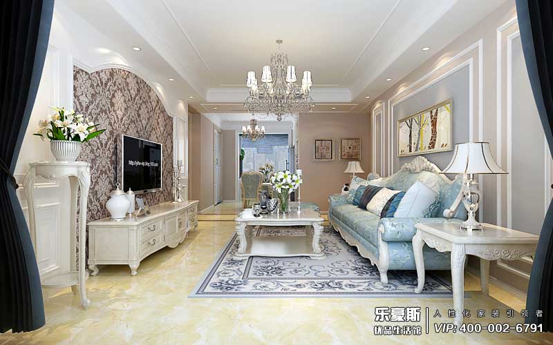 保利花園130平米簡歐風格裝修效果圖