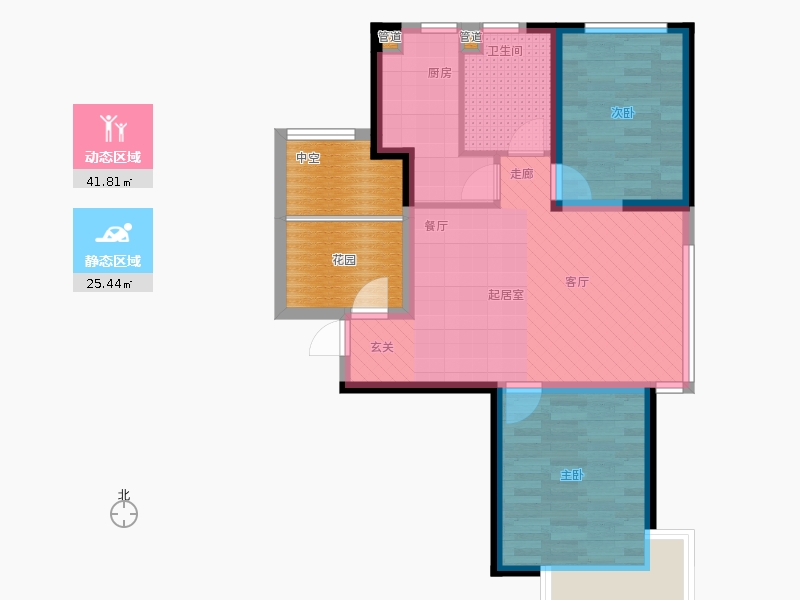 國源和天下2室0廳1衛(wèi)1廚98平動靜分區(qū)圖