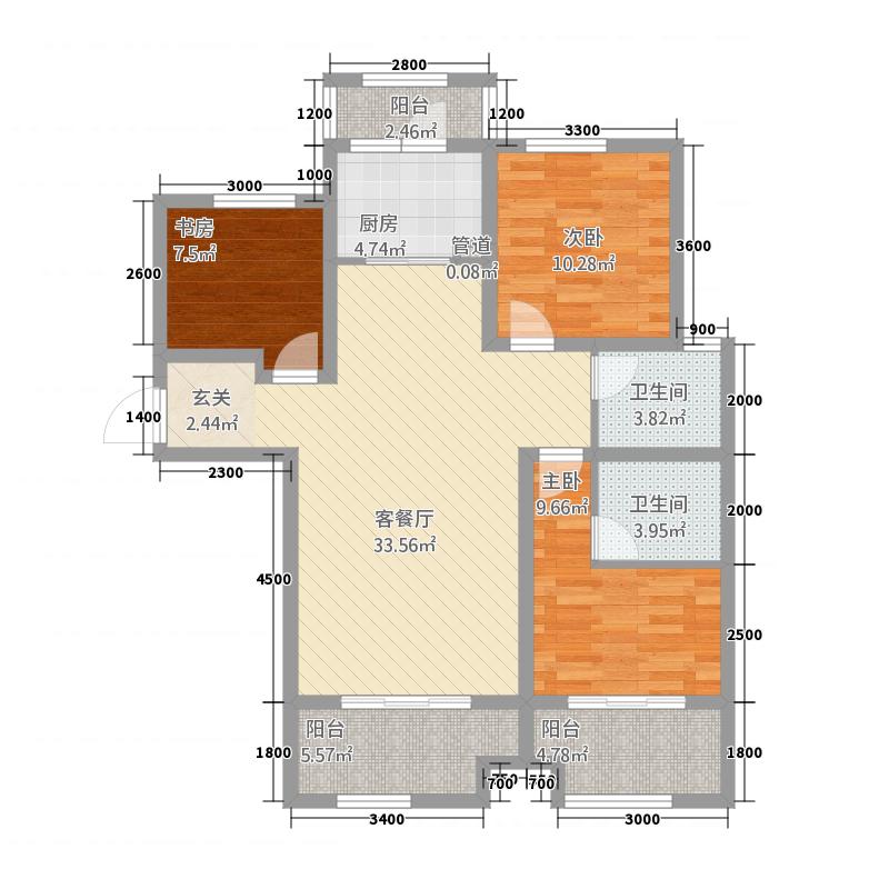 長久中心公園9號3室1廳2衛(wèi)1廚126㎡戶型圖