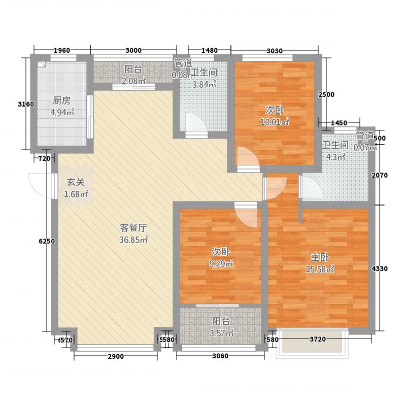 長久中心(公園9號(hào)）3室1廳2衛(wèi)1廚131㎡戶型圖