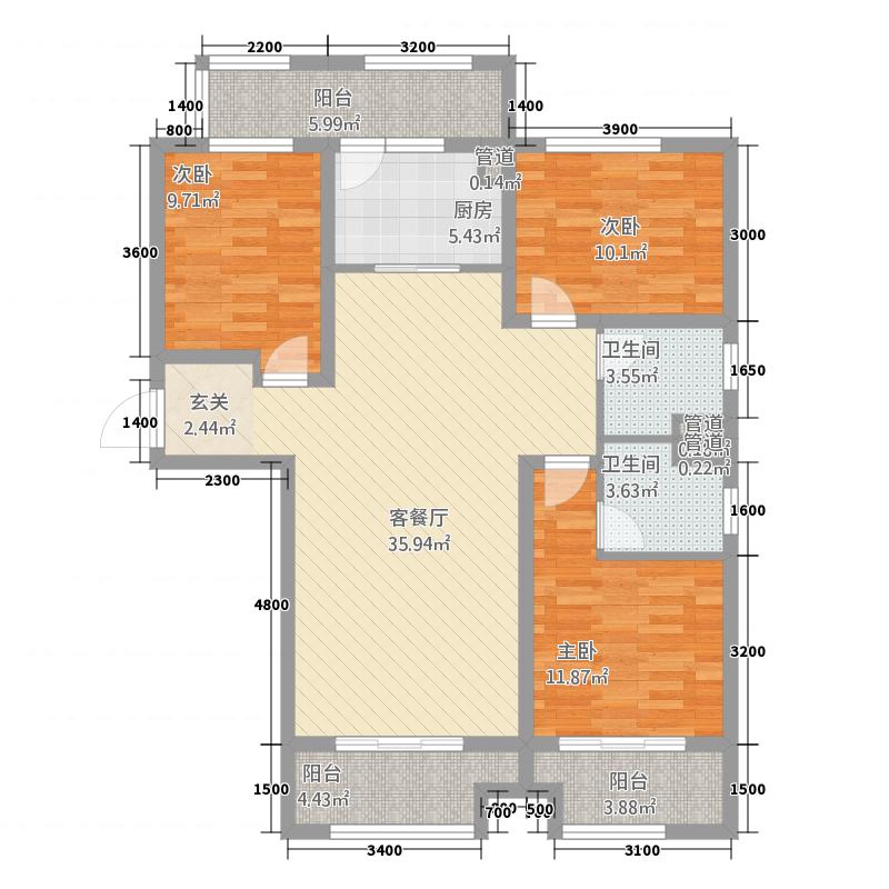長久中心公園9號3室1廳2衛(wèi)1廚138㎡戶型圖