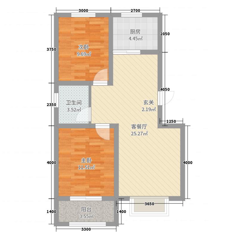 中山尚城2室2廳1衛(wèi)1廚95㎡戶型圖