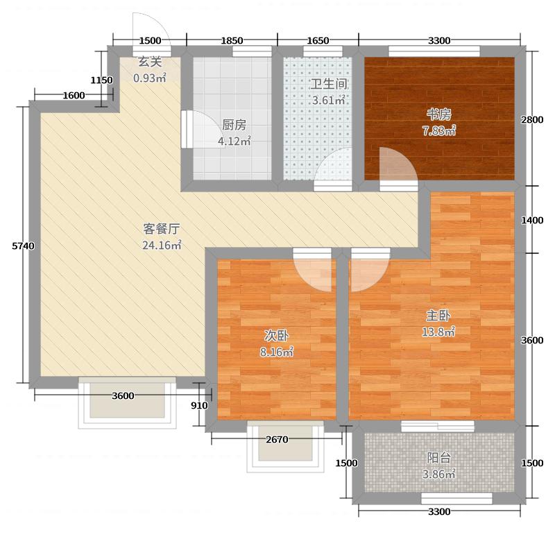 中山尚城3室2廳1衛(wèi)1廚102㎡戶型圖
