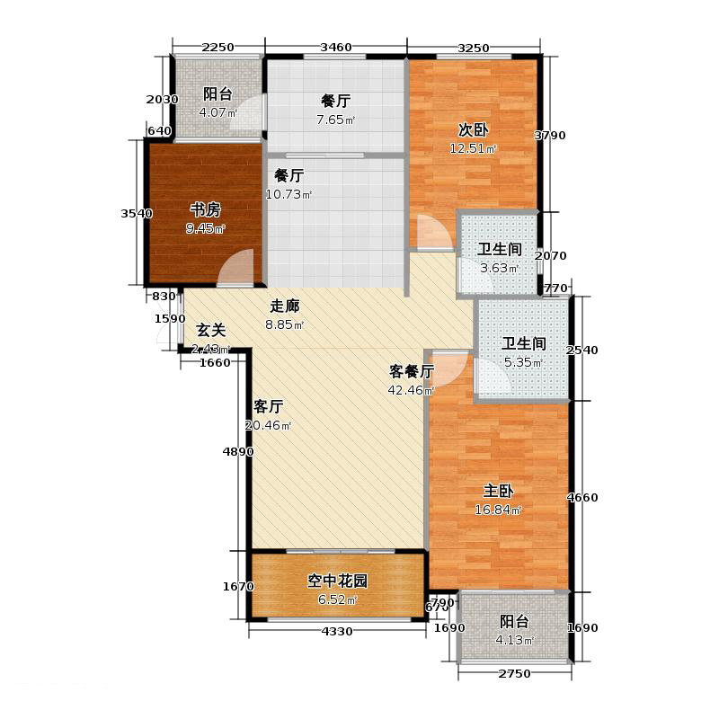 鑫界9號(hào)院3室2廳2衛(wèi)0廚121㎡戶(hù)型圖
