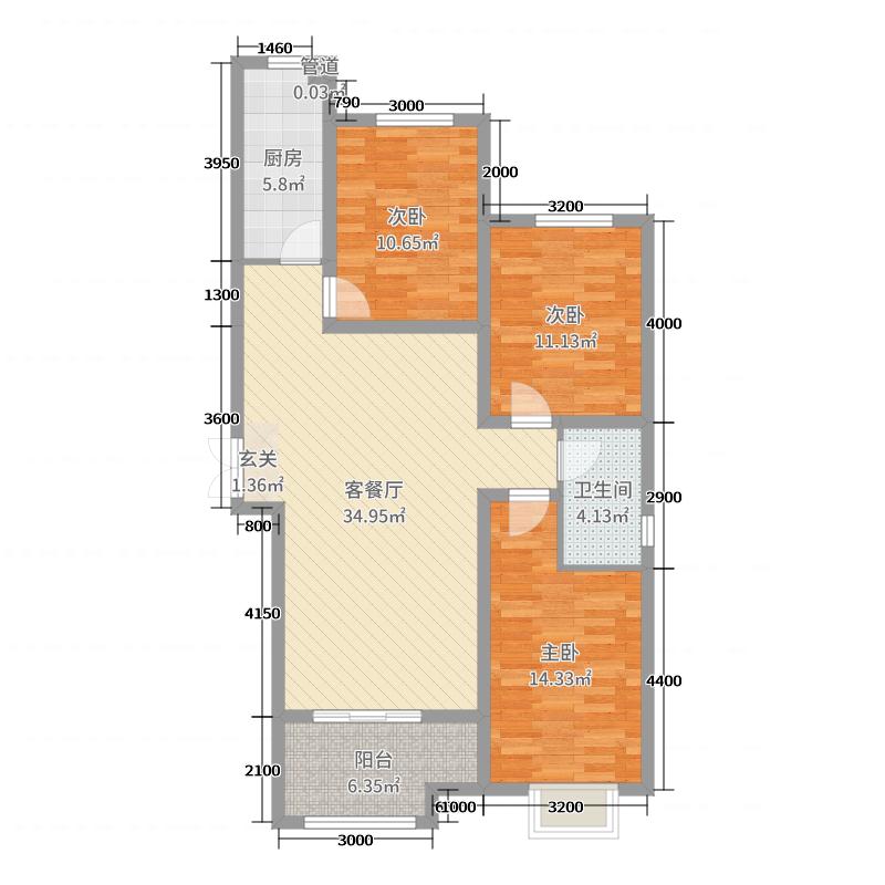 百島綠城3室2廳1衛(wèi)1廚128㎡戶型圖