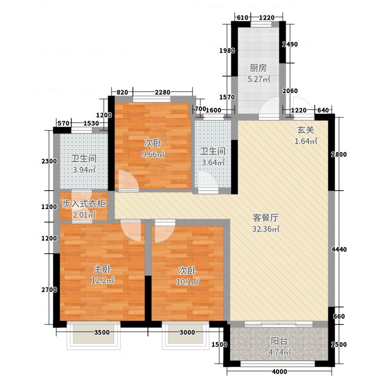 保利西悅春天3室2廳2衛(wèi)1廚123㎡戶型圖