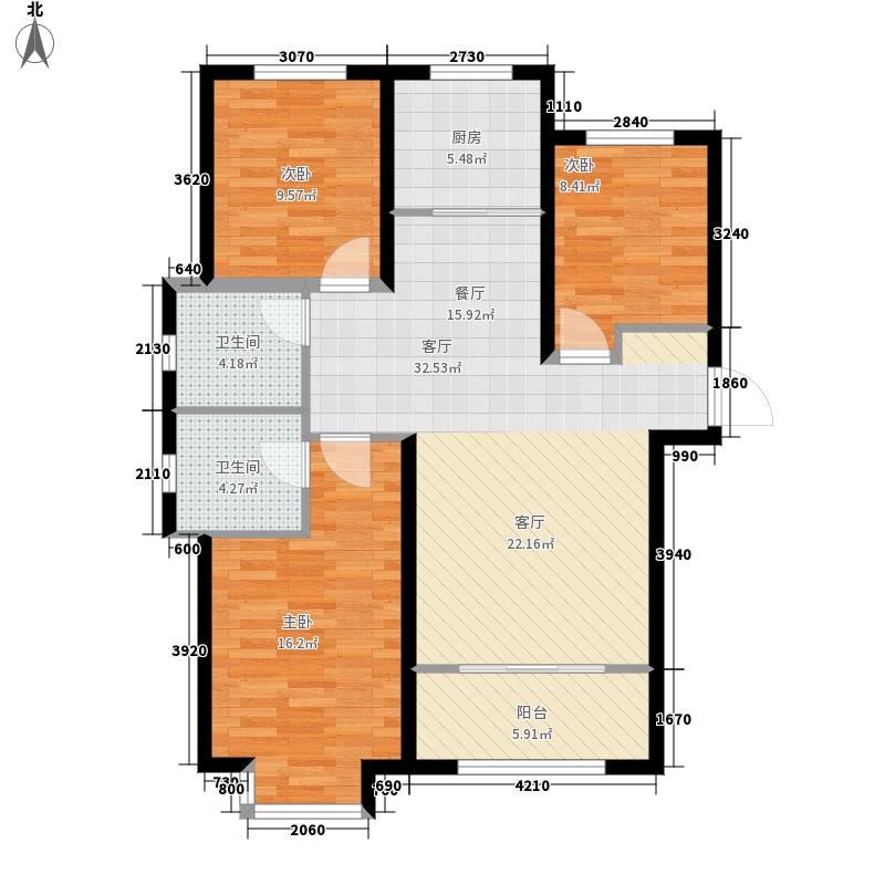 明瀚花香城3室1廳2衛(wèi)1廚122㎡戶型圖