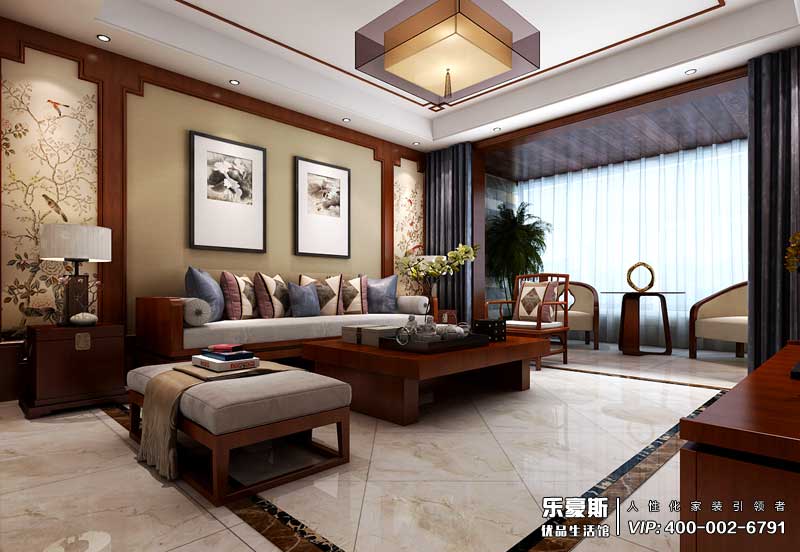 上山間躍層210平米新中式裝修風(fēng)格效果圖