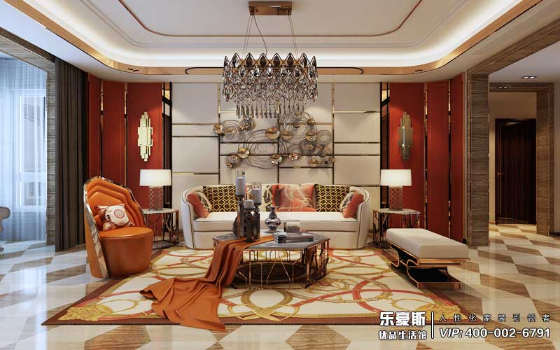 石家莊天山熙湖200平米后奢風格裝修效果圖_