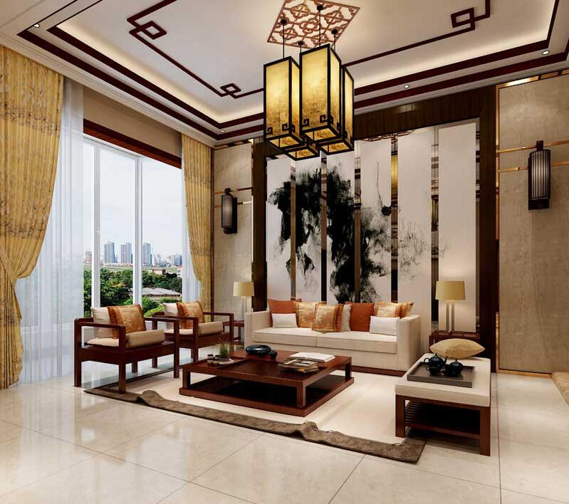 瓏璽山中式風(fēng)格別墅裝修效果圖 