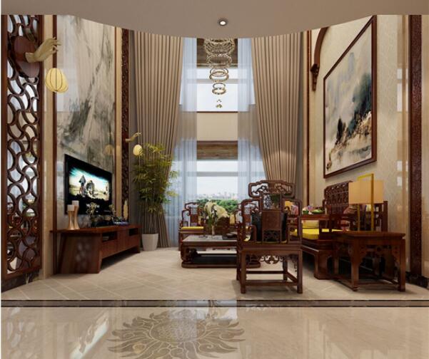 天山國賓一號新中式風(fēng)格別墅裝修效果圖 