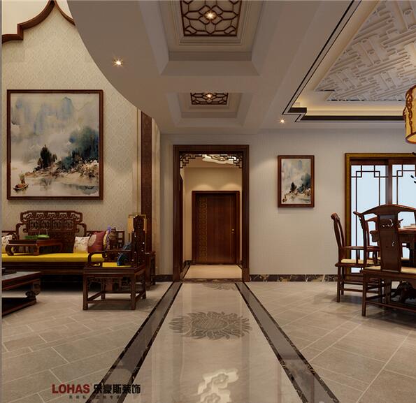 天山國賓一號新中式風(fēng)格別墅裝修效果圖 