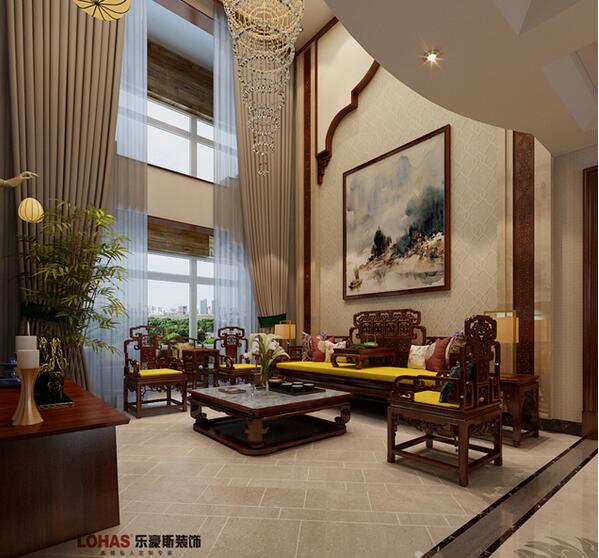 天山國賓一號新中式風(fēng)格別墅裝修效果圖 