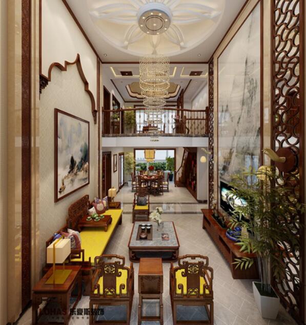 天山國賓一號新中式風(fēng)格別墅裝修效果圖 