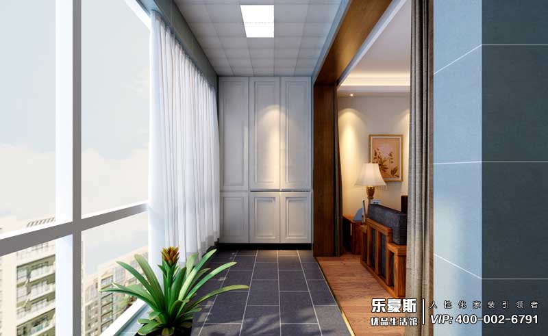 奧北公園三室新中式風格裝修效果圖