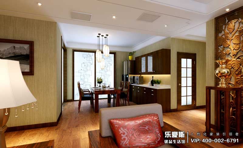 奧北公園三室新中式風格裝修效果圖