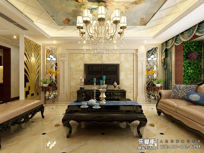 泰豐觀湖160平米美式風格裝修效果圖