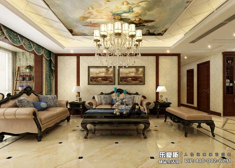 泰豐觀湖160平米美式風格裝修效果圖