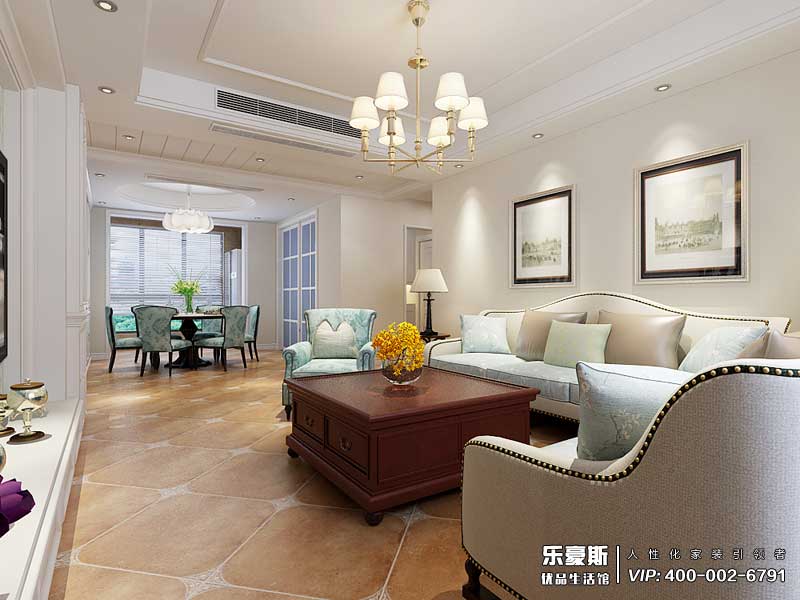 潤德天悅城165平米美式田園風(fēng)格裝修效果圖