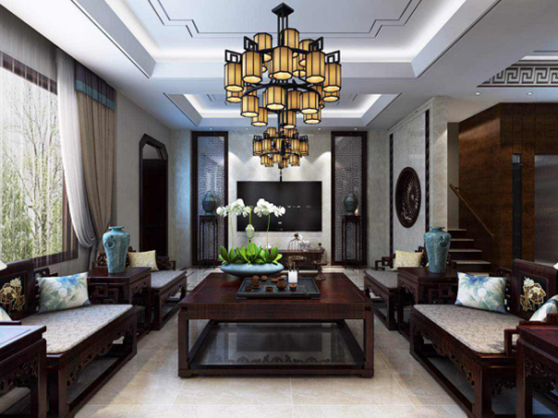 原河名墅400平米別墅新中式風格