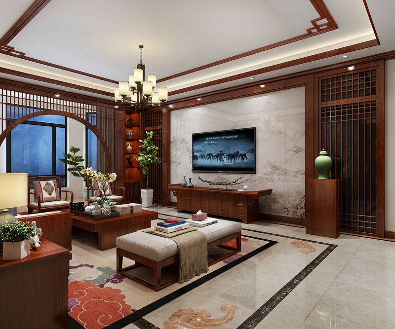 碧景苑171平米三室兩廳二衛(wèi)中式風格