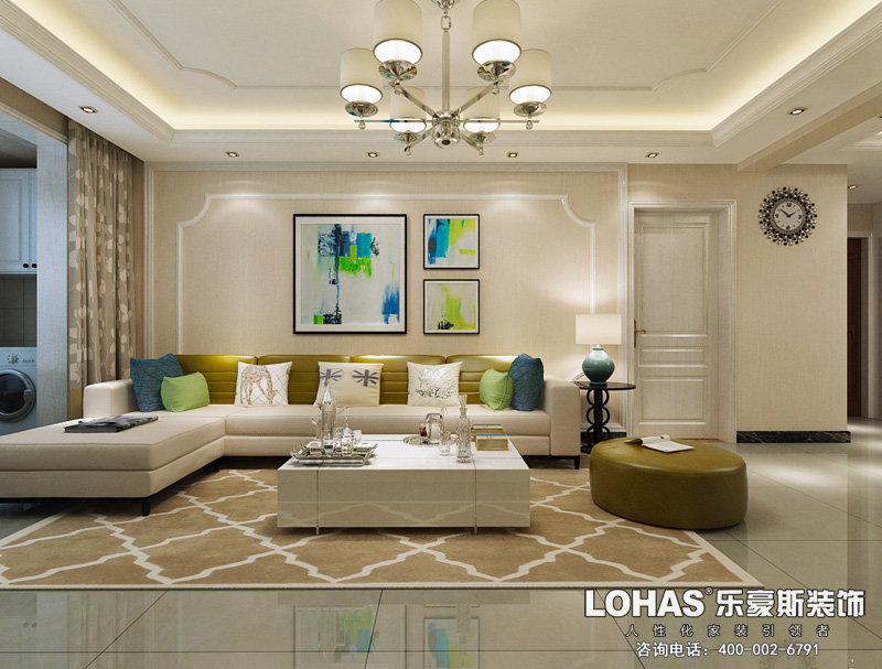 邢臺(tái)中廈御園125平米三室兩廳簡歐風(fēng)格