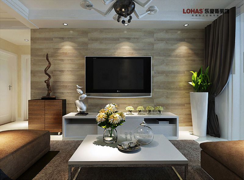 保利花園92㎡兩室兩廳現(xiàn)代簡約裝修效果圖