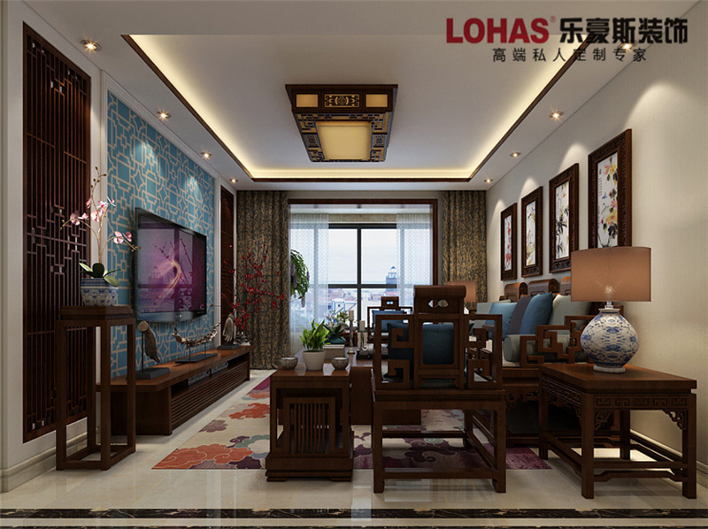 上河原著126平米三室兩廳新中式裝修效果圖