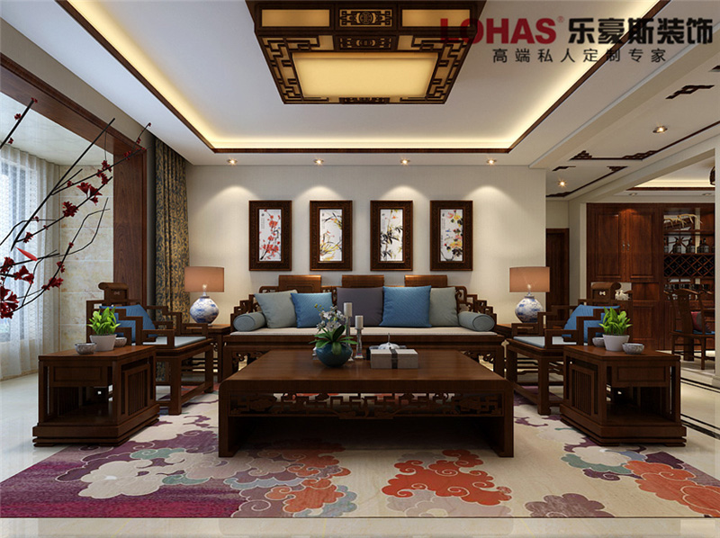 上河原著126平米三室兩廳新中式裝修效果圖