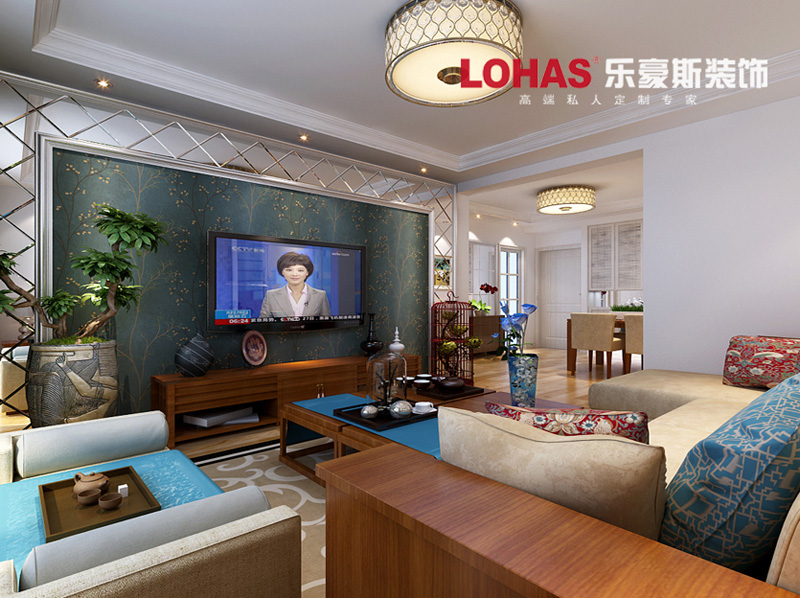 泰豐觀湖92平兩室兩廳現(xiàn)代簡(jiǎn)約裝修效果圖