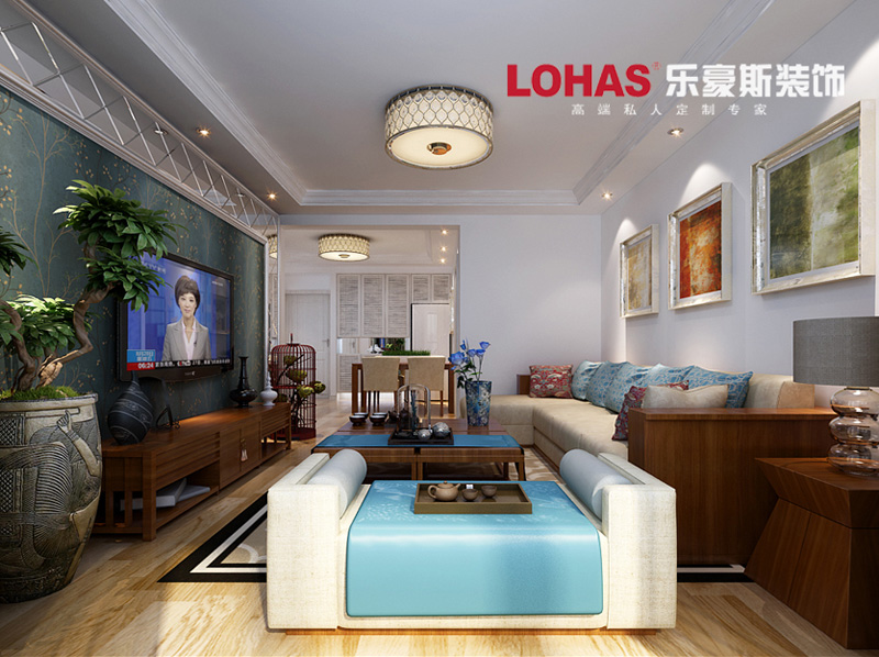 泰豐觀湖92平兩室兩廳現(xiàn)代簡(jiǎn)約裝修效果圖