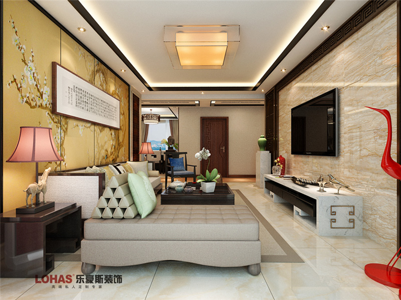 潤(rùn)澤園130平三室兩廳中式風(fēng)格裝修效果圖