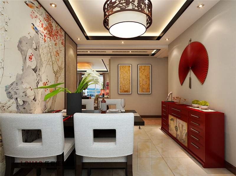 潤(rùn)澤園130平三室兩廳中式風(fēng)格裝修效果圖