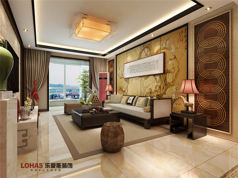 潤(rùn)澤園130平三室兩廳中式風(fēng)格裝修效果圖