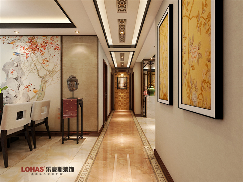 潤(rùn)澤園130平三室兩廳中式風(fēng)格裝修效果圖