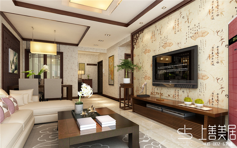 時光園99平兩室兩廳現(xiàn)代中式風(fēng)格裝修效果圖