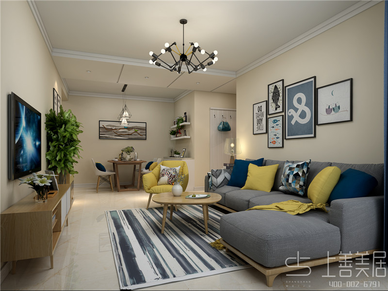 衡水悅湖之珠138平三美式輕奢裝修效果圖