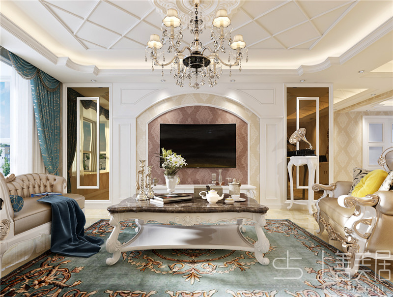 龍溪城138平三室兩廳歐式風格裝修效果圖