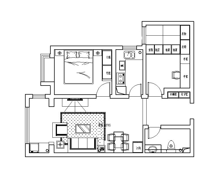 榮盛城83平兩室一廳田園風(fēng)格裝修效果圖