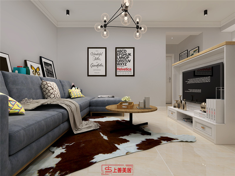 工商銀行宿舍80平北歐風(fēng)格客廳