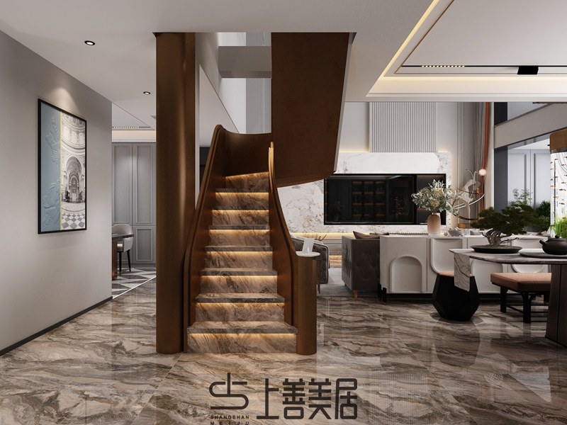 龍溪城300㎡上躍裝修法式后現(xiàn)代效果圖