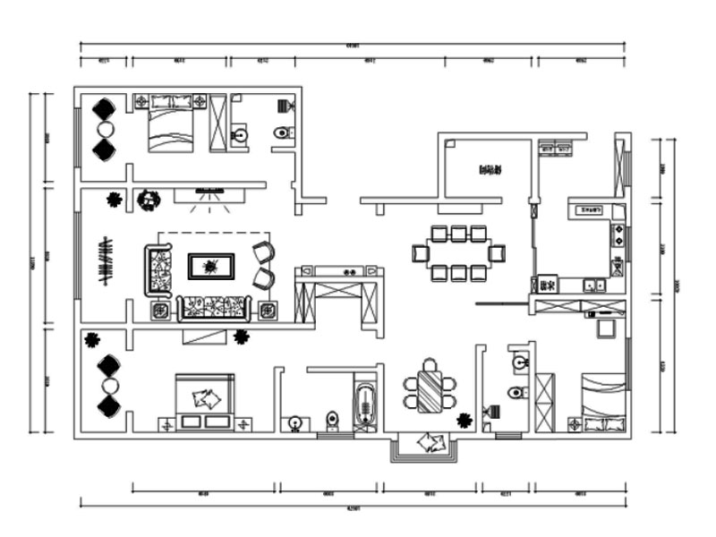 瀚唐小區(qū)中式裝修效果圖