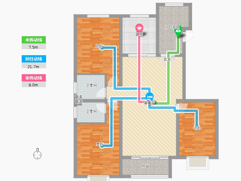 漢嘉海語城3室2廳2衛(wèi)1廚146.00㎡動(dòng)線圖
