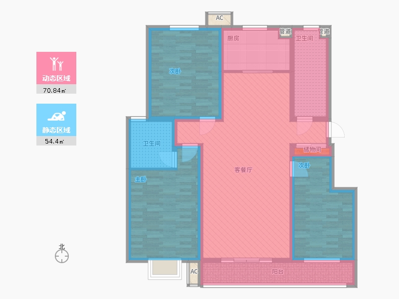 漢嘉海語(yǔ)城4室1廳2衛(wèi)1廚175.00㎡動(dòng)靜分區(qū)圖