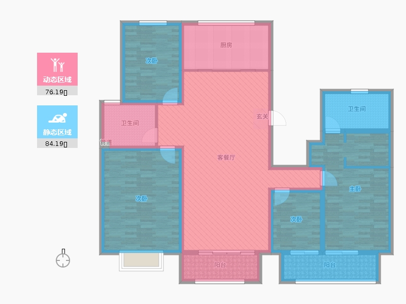 漢嘉海語城4室2廳2衛(wèi)1廚206.00㎡動(dòng)靜分區(qū)圖