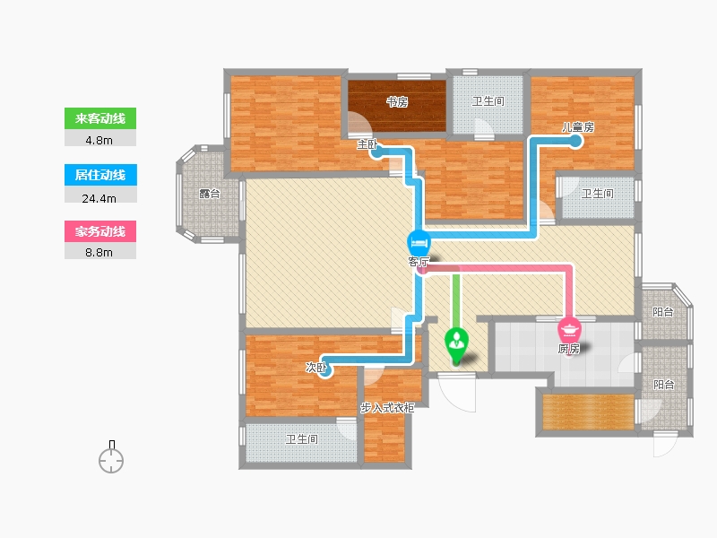 天山九峰4室1廳3衛(wèi)1廚251.00㎡動(dòng)線圖